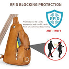 Crossbody Bags for Women Anti Theft Small Sling Handbag with Zipper Lock Vegan Leather RFID Blocking Chest Pure (Camel Brown)