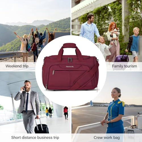 Small Underseat Carry On Luggage Bags for Travel with 10 Pockets (Burgundy / Underseat Carry-On)
