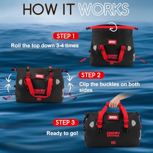 Waterproof Duffel Bag (Black Red / 40L)