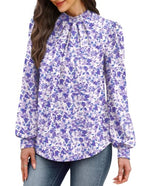 Long Sleeve Shirts for Women Fall Outfits for Women 2026 Business Casual Tops Blouses Dressy Casual Early Fall Fashion Clothing School Outfits for Teachers Work Clothes Trendy (06 - Light Purple Floral / X-Large)