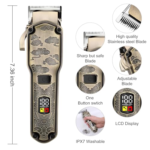Professional Hair Clippers for Men Beard Trimmer Clippers and Trimmer Set Waterproof T (Bronze)