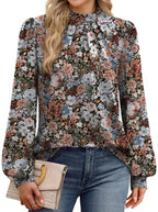 Long Sleeve Shirts for Women Fall Outfits for Women 2026 Business Casual Tops Blouses Dressy Casual Early Fall Fashion Clothing School Outfits for Teachers Work Clothes Trendy (05 - Vintage Pink Floral / Medium)