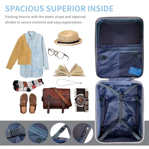 Expandable Luggage with Spinner Wheels (Blue visor)
