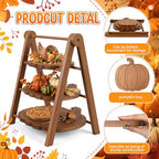 3 Tier Pumpkin Serving Trays Wooden Shaped Pumpkin Platters 12'' 10'' 8'' Charcuterie Plate Board Reusable Party Serving Plate for Halloween Fall Party Decoration (Pumpkin)