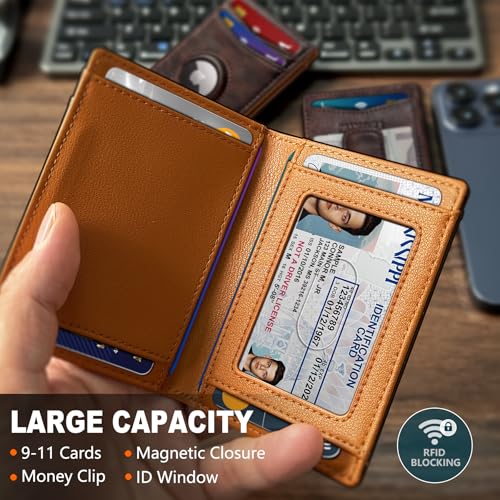 Airtag Wallet for Men (Forest Brown&Orange091)