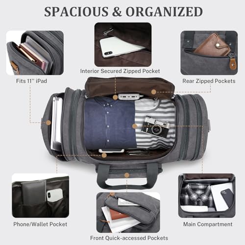 Canvas Duffle Bag (Grey / X-Large-60L (With Toiletry Bag))