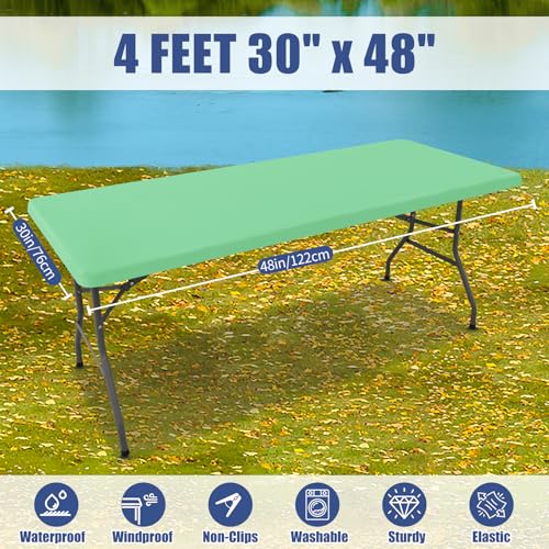 2 Pack Rectangle Spandex Fitted Table Cloth (Bright Green / 48" x 30" (Rectangular))