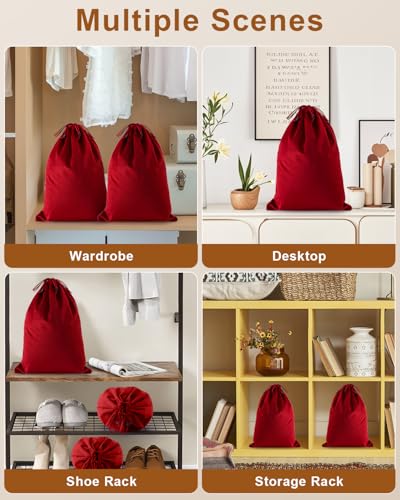 2 Pcs Shoe Bags for Travel (Rio Red / 17.3"x12.6")