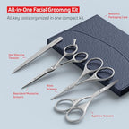 Premium Beard & Mustache Set with Beard scissors for men (5.5" Beard & Mustache Scissors / Dark Blue)