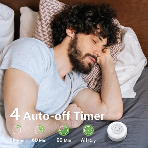Portable White Noise Machine 30 Soothing Sounds Rechargeable Battery Small for Travel 32 Volume Control Noise Canceling Sleep Machine Sound Therapy for Baby Kids Adults (White)