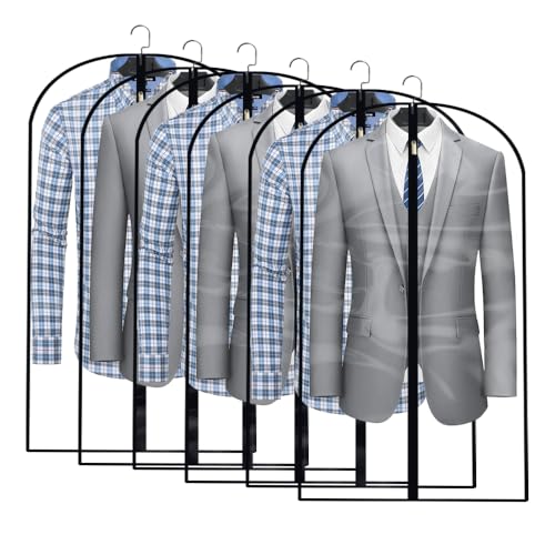 Clear Garment Bags for Hanging Clothes Travel (24'' x 40''/6 Pack / Black-Clear)