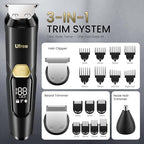 3-in-1 Beard Trimmer for Men, IPX6 Waterproof Electric Razor (Black)