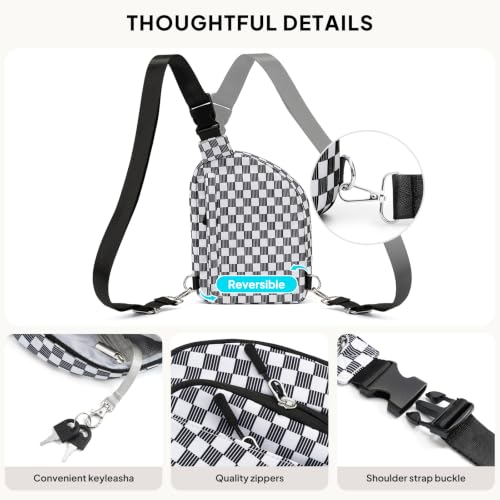 Anti Theft Crossbody Bags Small Crossbody Sling Bag for Women & Men (Black White Gingham)