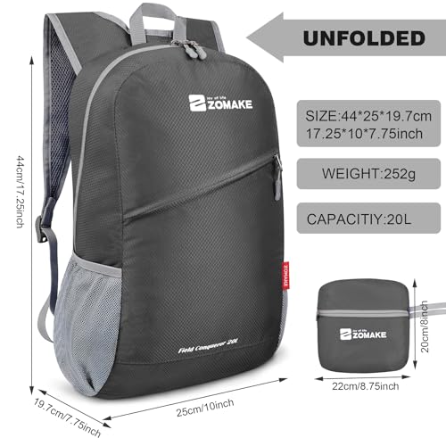 Lightweight Packable Backpack 20L (20 L / Medium Grey)