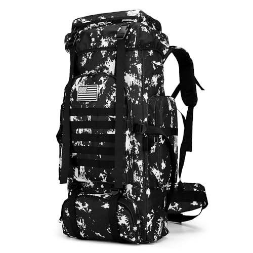 70L Camping Hiking Backpack Tactical Backpack Military Molle Rucksack Backpack for Outdoor (Black Lighting)