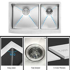33 Inch Farmhouse Sink Double Bowl 60 (Stainless Steel / 33''x21''-60/40)