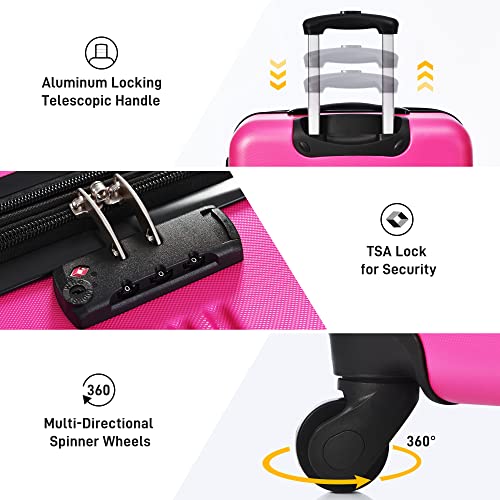 Luggage sets of 2 Piece (Luggage Set With Bags / Pink-1(20+24+bag))