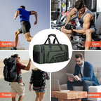 Mens Duffle Bag Expandable 45L Travel Gym with Shoe Compartment (Army Green)