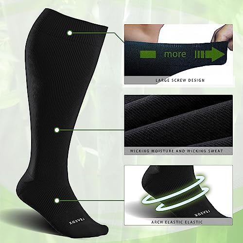 Plus Size Compression Socks for Women&Men Wide Calf 15 (3 Pair-black/White/Grey / X-Large)