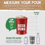 16 oz. Durable & Reusable Party Cups (Beer Pong Red / 12 Count)