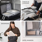 Compression Packing Cubes for Travel (6-Pack / Light Grey)