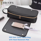 2IN1 Hair Tools Travel Bag with Heat Resistant Mat for Shark Flexstyle (X-large / Black)
