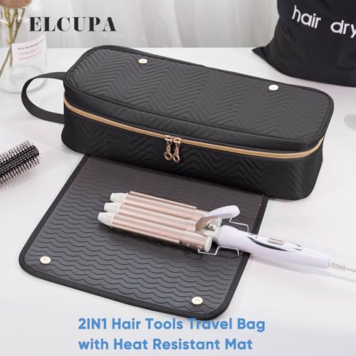 2IN1 Hair Tools Travel Bag with Heat Resistant Mat for Shark Flexstyle (X-large / Black)