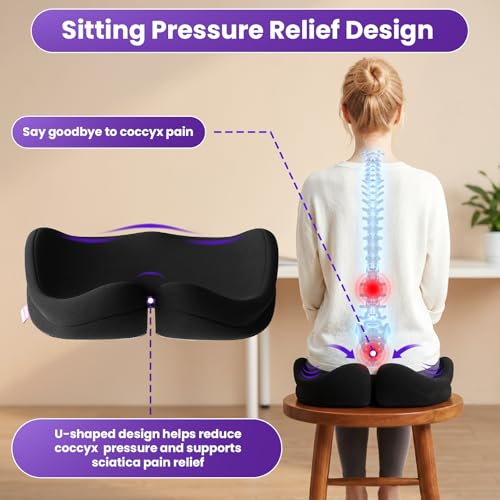 Seat Cushions for Office Chairs (Black (Large) / Large)