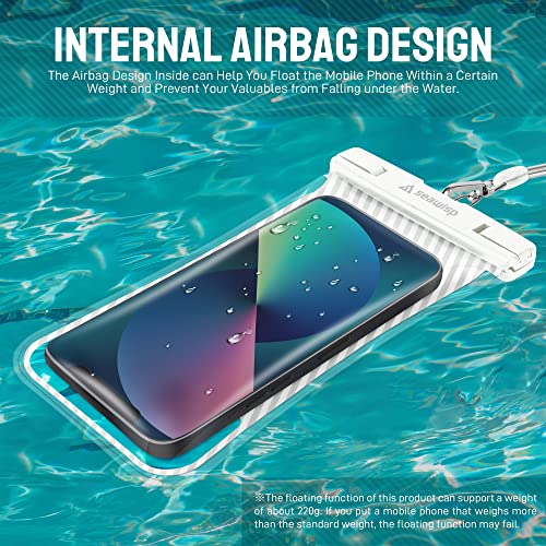 Waterproof Phone Pouch [Floating Airbag Design] Universal IPX8 Cellphone Case Dry Bag with Lanyard for iPhone 16 15 14 13 Pro Max Galaxy S24 S23 Phones Up to 6.9'' for Beach Vacation (White)