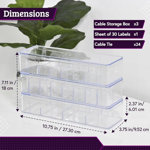 Set of 3 Cable Organizer Box W