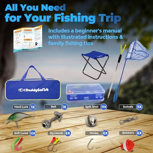 Kids Fishing Pole For Boys (2 Pack- Blue + Blue / 5ft)