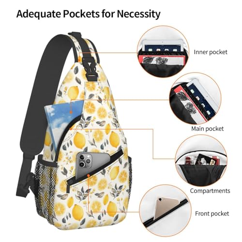 Sling Bag Lemon Watercolor Fruit Hiking Daypack Crossbody Shoulder Backpack Travel Chest Pack for Men Women (B0165)