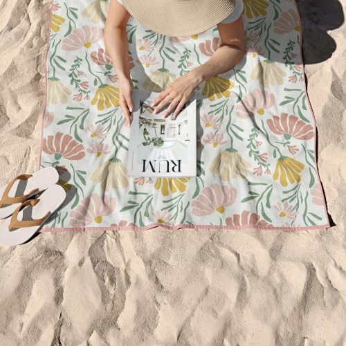 Microfiber Beach Towel for Adults with Bag (Bloom / Extra Large 78x35")