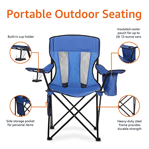 Portable Folding Camping Chair with 4 (Large, Mesh Back)