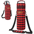 Single Bottle Wine Bag Carrier (Buffalo Plaid Red)