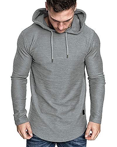 Mens Fashion Athletic Hoodies Sport Sweatshirt Solid Color Fleece Pullover Light Grey X (X-Large / Light Grey)
