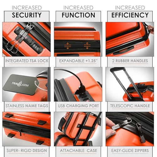 Hard Shell Luggage Sets with Spinner Wheels 4 Piece (4 Piece Set (20/24/28) / Orange)