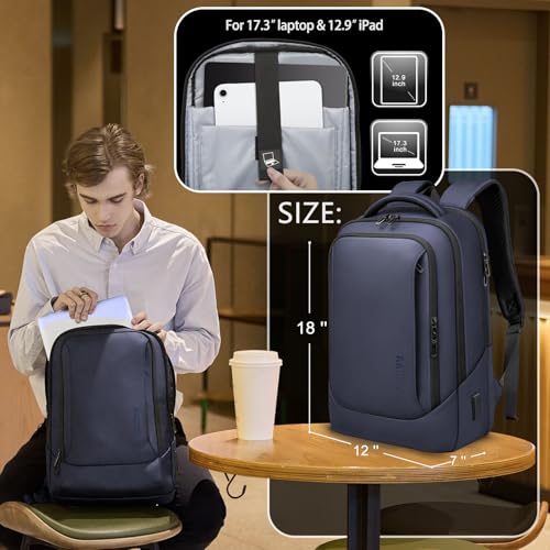 Laptop Backpack for Men for 17.3 Inch Computer Bag with USB A&C Charger (Blue / 17.3 inch)