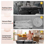 8 Set Compression Packing Cubes for Travel Gifts Mom Women (Beige)