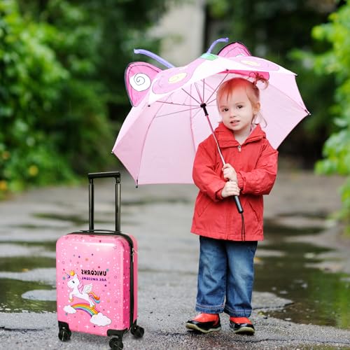 Kids Luggage and Backpack 18 Suitcase with Spinner Wheel Hard Case Travel 13 Backpack Girl Suitcase Set for Kids Travel Supplies (Unicorn Style / Pink)