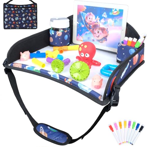 Kids Travel Tray for Toddler Car Seat (Blue Space)