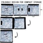 Luggage Travel Cup Holder Free Hand Drink Carrier (Hook & Loop: Blue Floral)