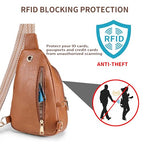 Crossbody Bags for Women Anti Theft Small Sling Handbag with Zipper Lock Vegan Leather RFID Blocking Chest Pure (Brown)