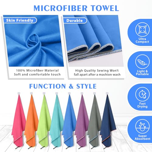 2 Pack Microfiber Camping Towels (Dark Blue / S: 32" x 16"+32" x 16")