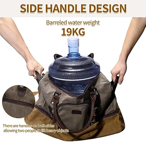 Nerlion Green Large Weekender Overnight Duffel Bag with Shoe Compartment and Leather Accents (Green)