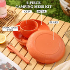 6 Piece Camping Mess Kit with Bowl (1.Orange)