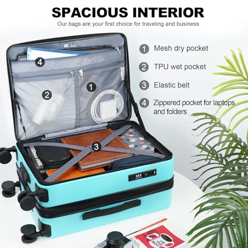 20 Inch Airline Approved Carry On Luggage (Lake Blue)