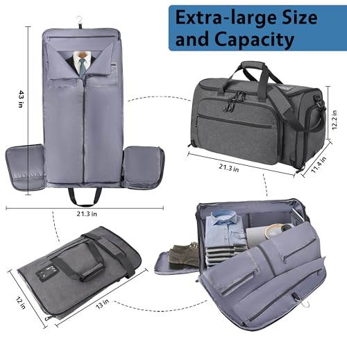 2 in 1 Garment Duffle Bags for Travel Mens Carry (Waterproof Compartment)