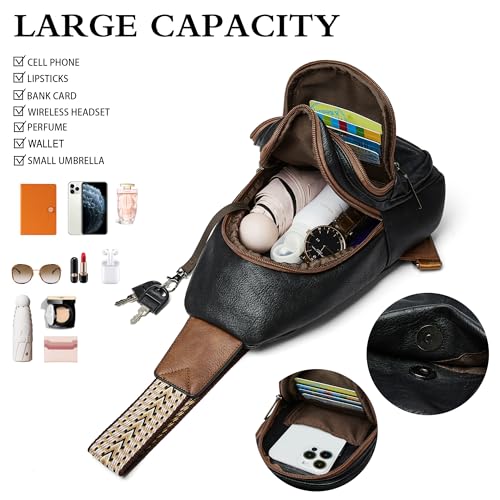 Sling Bag Crossbody Bags (Black With Brown)