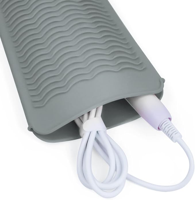 2PCS Silicone Heat Resistant Mat Pouch for Hair Straightener, Curling Iron, Flat Iron and Hot Hair Tools Grey 2 Pack